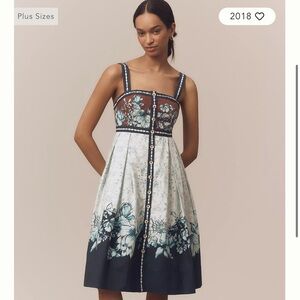 ANTHROPOLOGIE Maeve Sleeveless Square-Neck Button-Front Midi Dress